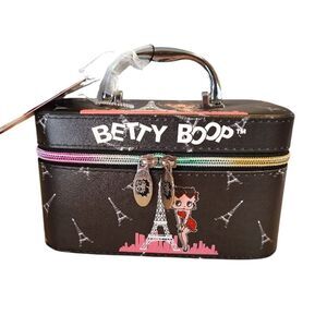 Betty Boop In Paris Black Pink Printed Hardcase Make Up Carrying Case NWT